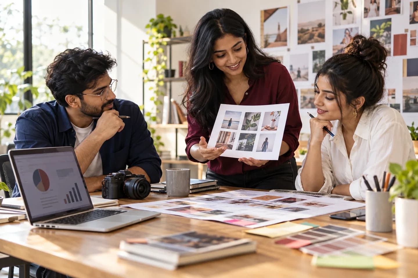 Illustrative marketing team planning content and performance measurement