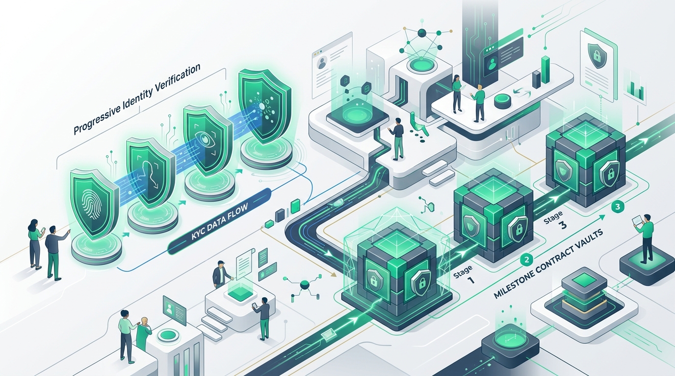 Progressive identity verification and secure milestone contract vaults