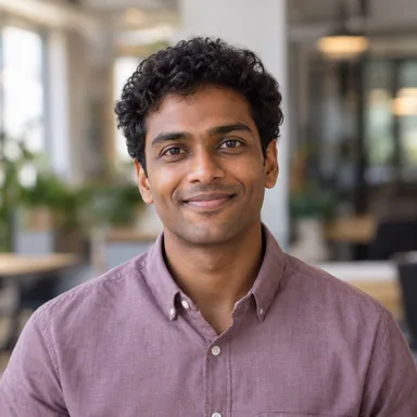 Illustrative AI-generated portrait of Arjun Nair